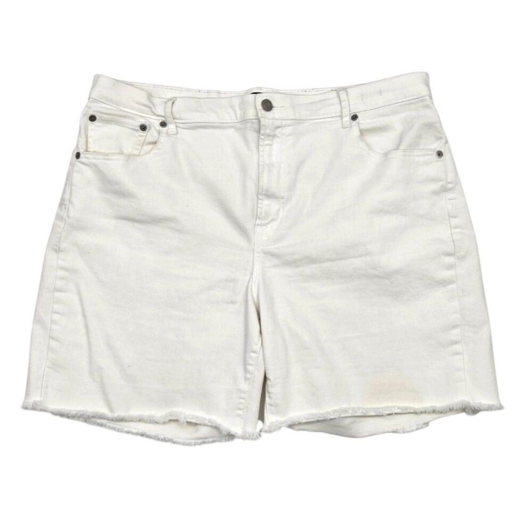 Gap Denim 7 Inch High Rise Shorts White Raw‎ Hem Size 33R S/272535-00
